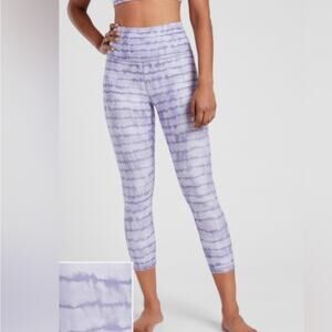 Athleta Elation Printed Capri Leggings in Lavender Tie Dye